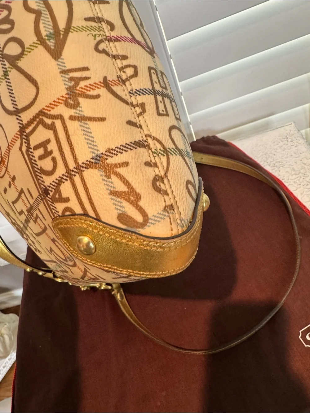 Coach Graffiti Tattersall Metallic Hobo Bag